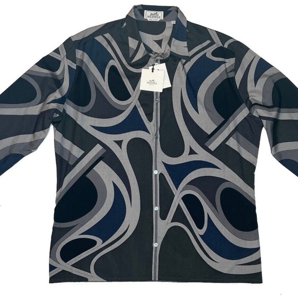 Hermes Genuine New Luxurious Virages Shirt Cashmere Silk Size 17/43 France - Picture 12 of 13